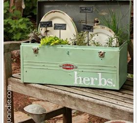 an herb toolbox, container gardening, crafts, gardening