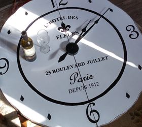 large clock made from a table top, diy, painted furniture, repurposing upcycling, wall decor
