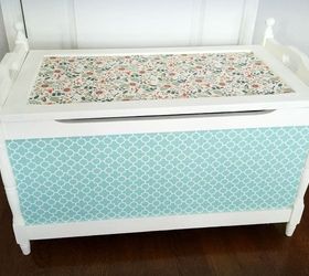 mod podge toy box transformation, chalk paint, decoupage, painted furniture, Finished