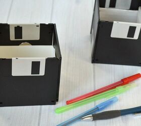diy computer diskette pencil cup, crafts, home office, how to, organizing, repurposing upcycling