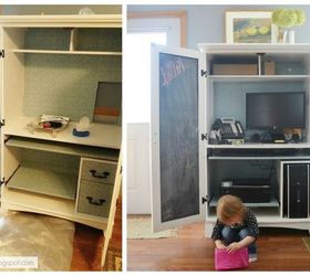 diy home office makeover, chalkboard paint, home office, painted furniture