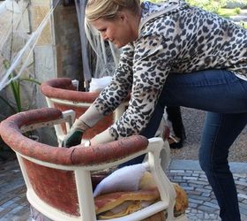 french provincial chair makeover, chalk paint, painted furniture, reupholster