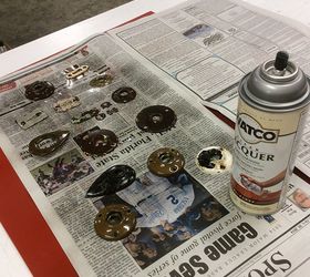 decorative coat rack from found objects, diy, foyer, organizing, repurposing upcycling, woodworking projects, Disassemble and clean knobs and plates