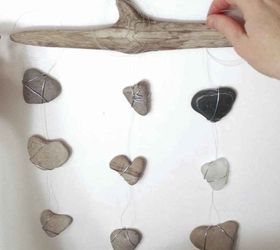 diy nautical decor heart rocks and sea glass mobile, crafts, landscape, seasonal holiday decor