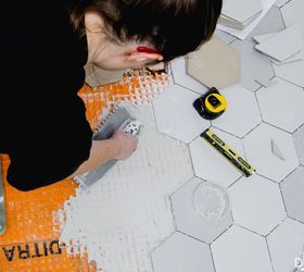 modern makeover transforms simple bathroom, bathroom ideas, home decor, painted furniture, tiling