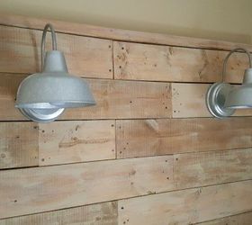 giant pallet headboard with lights, bedroom ideas, diy, pallet, wall decor, woodworking projects