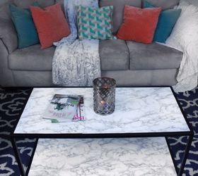 diy faux marble coffee table makeover tutorial, painted furniture