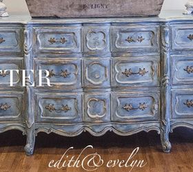 a blue french provincial dresser, chalk paint, painted furniture