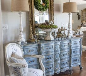 a blue french provincial dresser, chalk paint, painted furniture