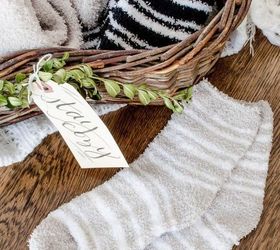 keep a basket of socks for your guests to wear when they visit, home decor