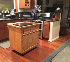 a little and thrifty kitchen island on wheels, kitchen design, kitchen island, painted furniture