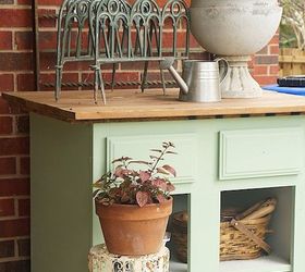 base cabinet turned potting bench, container gardening, gardening, outdoor furniture, repurposing upcycling