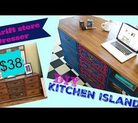 turn a thrift store bargain into a kitchen island, kitchen design, kitchen island, painted furniture, repurposing upcycling