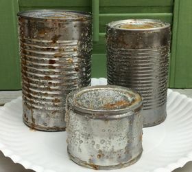 rusty tin can planters, container gardening, crafts, gardening, repurposing upcycling