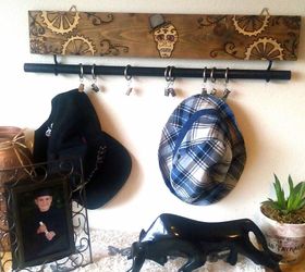 steampunk wood burned hat rack, how to, organizing, wall decor