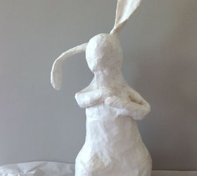 recycled decoupaged paper mache bunny, crafts, decoupage, repurposing upcycling, seasonal holiday decor