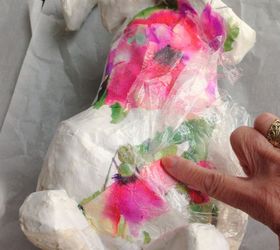 recycled decoupaged paper mache bunny, crafts, decoupage, repurposing upcycling, seasonal holiday decor