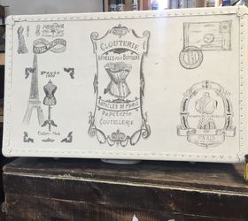 old moldy luggage turned b e a u ti ful french inspired coffee table, painted furniture, shabby chic