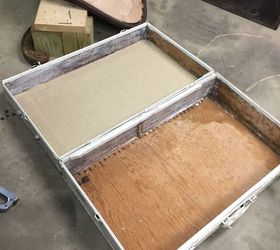 old moldy luggage turned b e a u ti ful french inspired coffee table, painted furniture, shabby chic