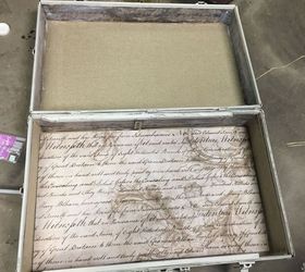 old moldy luggage turned b e a u ti ful french inspired coffee table, painted furniture, shabby chic