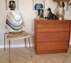 marbled chair makeover, decoupage, painted furniture