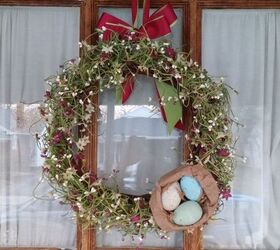 easter tweak on a garage sale find wreath, crafts, easter decorations, seasonal holiday decor, wreaths