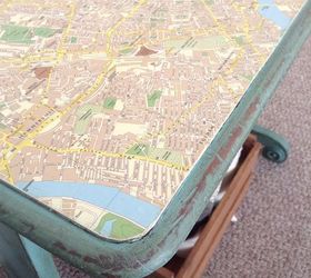 vintage table with london map decoupage, decoupage, painted furniture