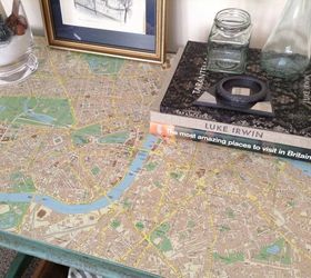 vintage table with london map decoupage, decoupage, painted furniture