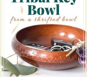 diy tribal key bowl from thrifted bowl, crafts