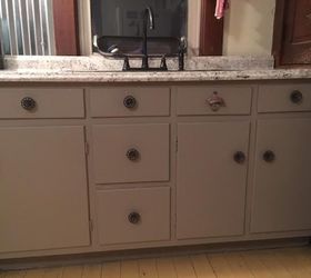 revamped kitchen to farmhouse industrial, kitchen backsplash, kitchen cabinets, kitchen design, rustic furniture, Taupe Cabinets and Faucet Knobs