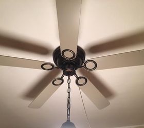 revamped kitchen to farmhouse industrial, kitchen backsplash, kitchen cabinets, kitchen design, rustic furniture, Painted the fan