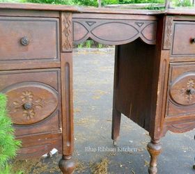 vintage desk makeover, painted furniture