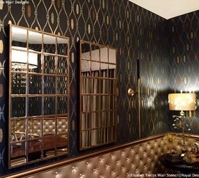 glam haute trend black painted stenciled walls, chalk paint, painting, wall decor