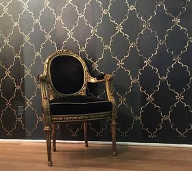 glam haute trend black painted stenciled walls, chalk paint, painting, wall decor