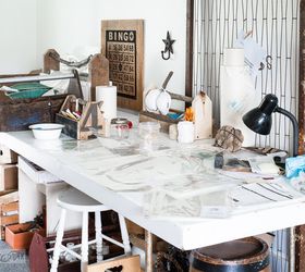 a rustic office on a wall thanks to a few old signs, home office, repurposing upcycling, wall decor, woodworking projects