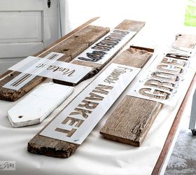 a rustic office on a wall thanks to a few old signs, home office, repurposing upcycling, wall decor, woodworking projects