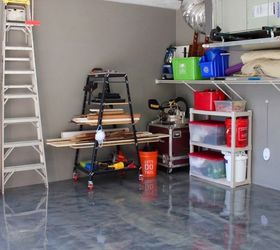 garage floor metallic coating, concrete masonry, diy, flooring, garages, painting