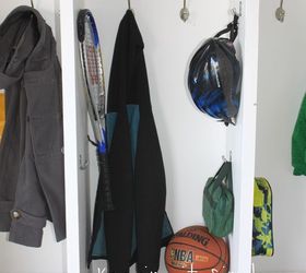 diy garage mudroom lockers with lots of storage garageorganization, diy, foyer, shelving ideas, woodworking projects