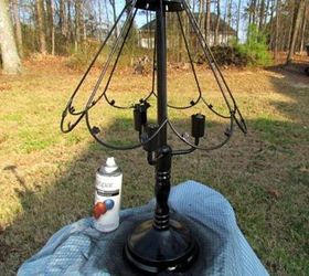 make a faux tiffany lamp from a thrift store find, crafts, lighting