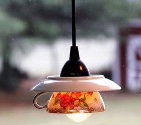 teacup pendant shades, lighting, repurposing upcycling, wall decor