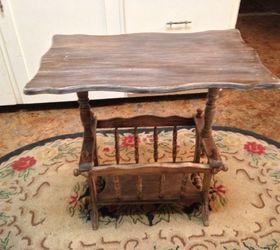 from blah to springtime cottage chic magazine rack table, painted furniture, shabby chic, This is the table after I sanded it