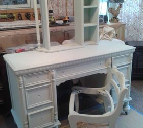 garbage find turned into a vanity for my daughter, painted furniture