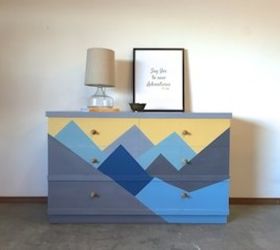 before and after a geometric mountain makeover, painted furniture