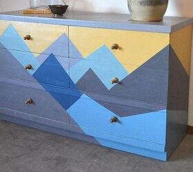 before and after a geometric mountain makeover, painted furniture
