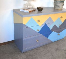 before and after a geometric mountain makeover, painted furniture
