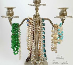 vintage silver candelabra jewelry tree, organizing, repurposing upcycling