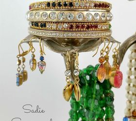 vintage silver candelabra jewelry tree, organizing, repurposing upcycling