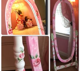 decopauged painted garage sale mirror, decoupage, painted furniture