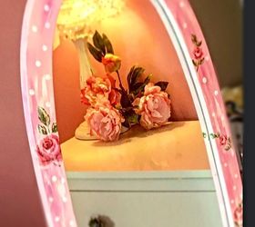 decopauged painted garage sale mirror, decoupage, painted furniture