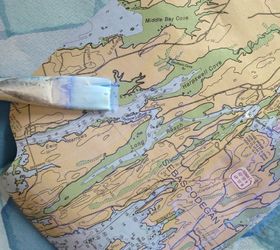 nautical trunk makeover mapping it out, decoupage, painted furniture